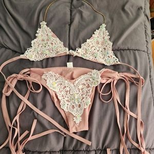 Mauve and lace bikini